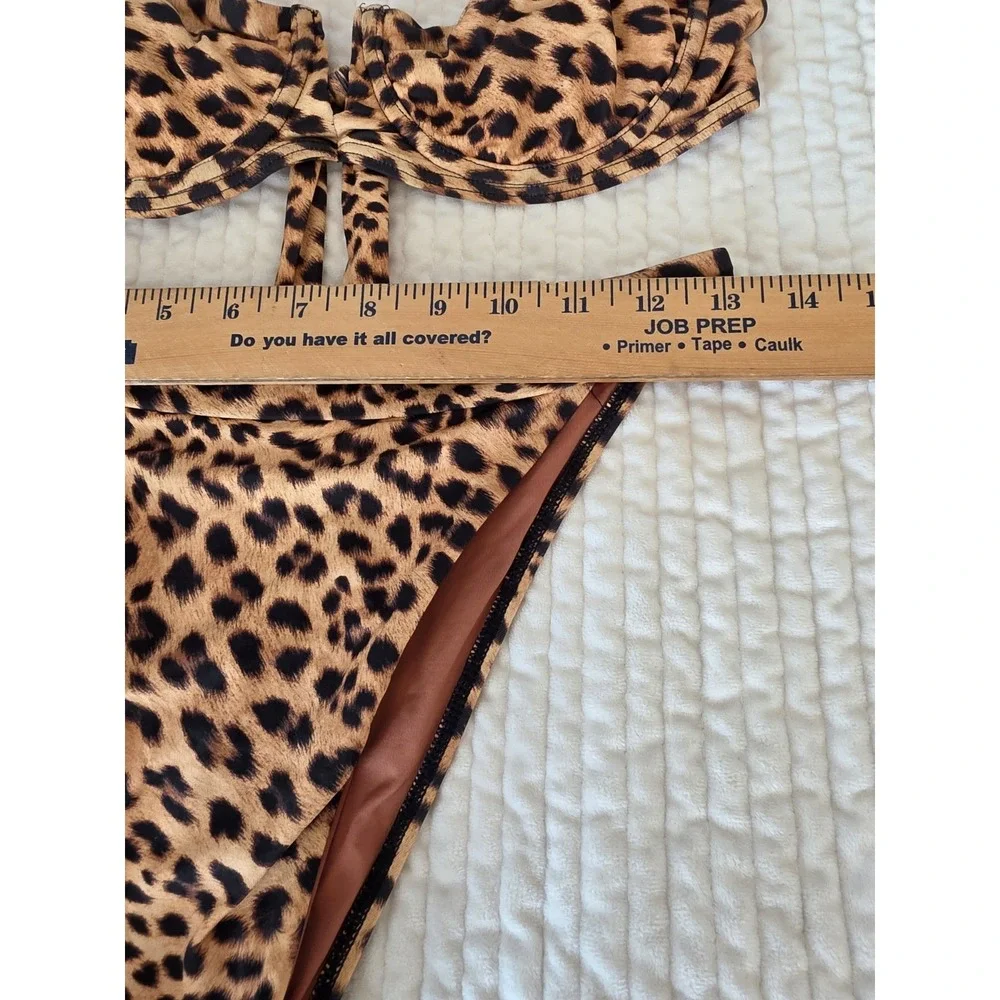 Monday Swimwear 2 Piece Bikini Leopard Print Size Small